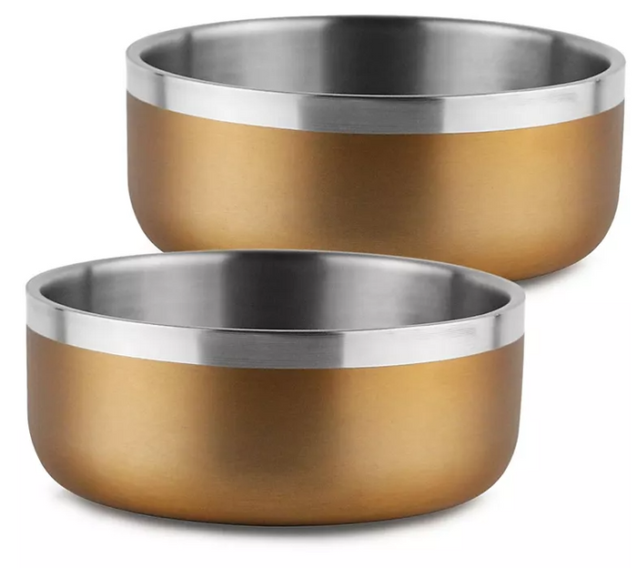 Double-Walled 2 pk. Dog Bowl w/ Silicone Feet, 3 cups (Choose color) - Eshop House LLC