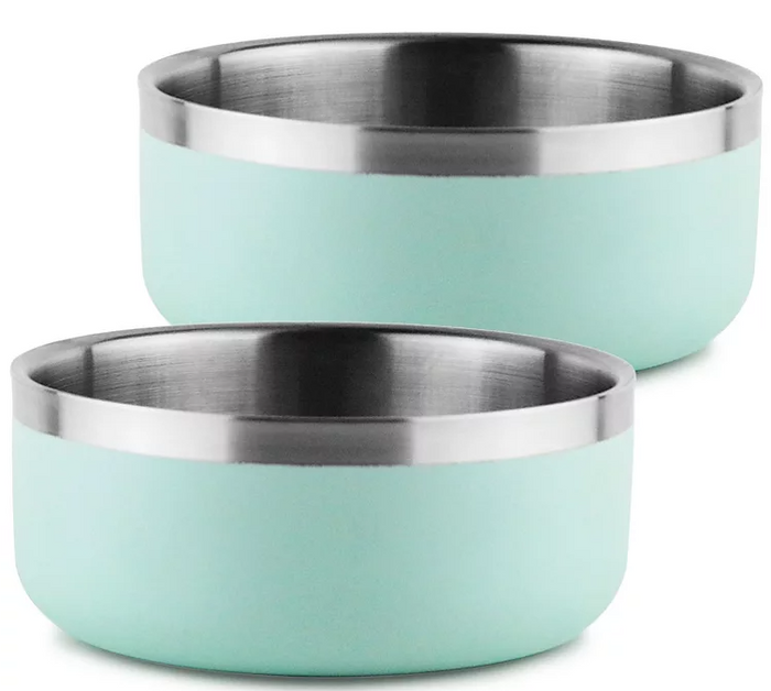 Double-Walled 2 pk. Dog Bowl w/ Silicone Feet, 3 cups (Choose color) - Eshop House LLC