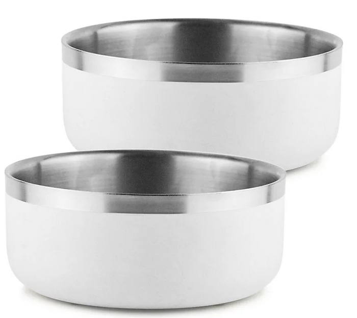 Double-Walled 2 pk. Dog Bowl w/ Silicone Feet, 3 cups (Choose color) - Eshop House LLC