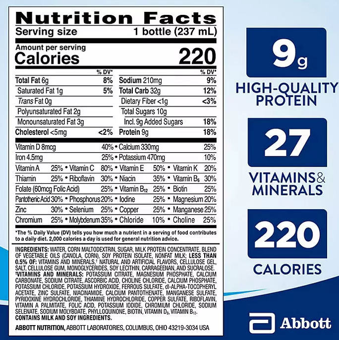 Ensure Original Nutrition Shake, Small Meal Replacement Shake, Vanilla (8 fl. oz., 24 ct.) - Eshop House LLC