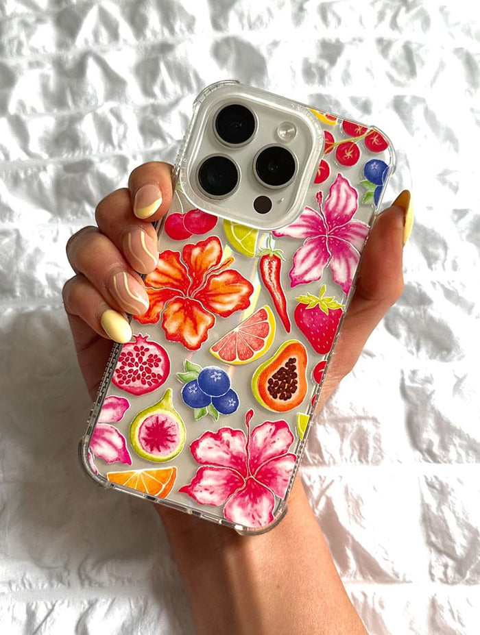 Exotic Fruit & Flowers Shock iPhone Case Phone Cases Skinnydip London