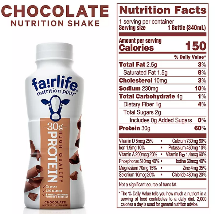 Fairlife Nutrition Plan Chocolate, 30 g. Protein Shake (11.5 fl. oz., 12 pk.) - Eshop House LLC