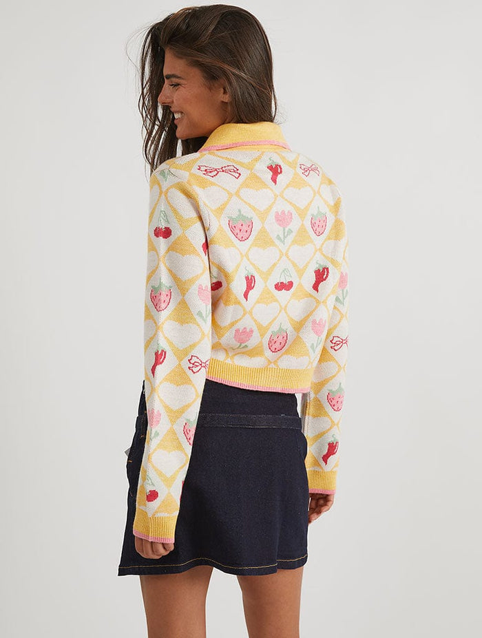 Floral Diamond Knitted Cardigan Jumpers & Cardigans Skinnydip London