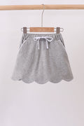 Grey scallop hem bow skort