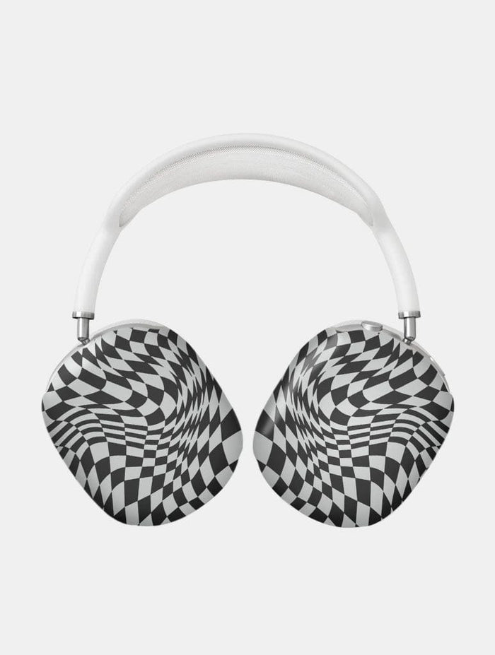 Grey Warped Check AirPods Max Case in Matte AirPods Cases Skinnydip London