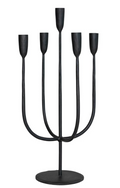 Hand-Forged 5 Taper Metal Candelabra, Black