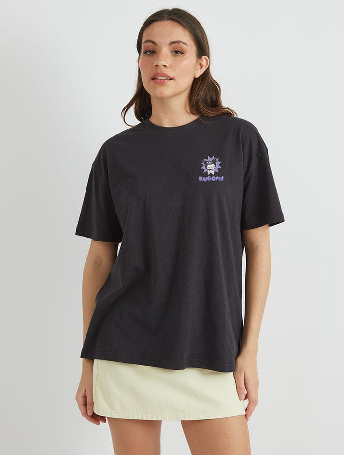 Kuromi Purple Graphic T-Shirt In Black Tops & T-Shirts Skinnydip London