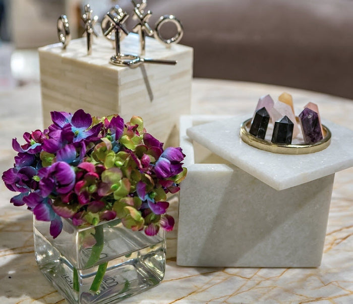 Hydrangea, Glass Cube - Natural Decorations