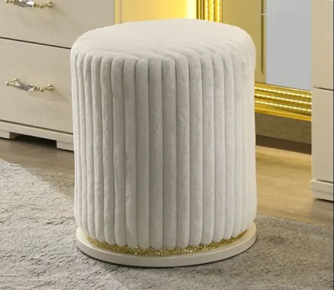 Hygge Vanity Stool – Beige Faux Denmark Home