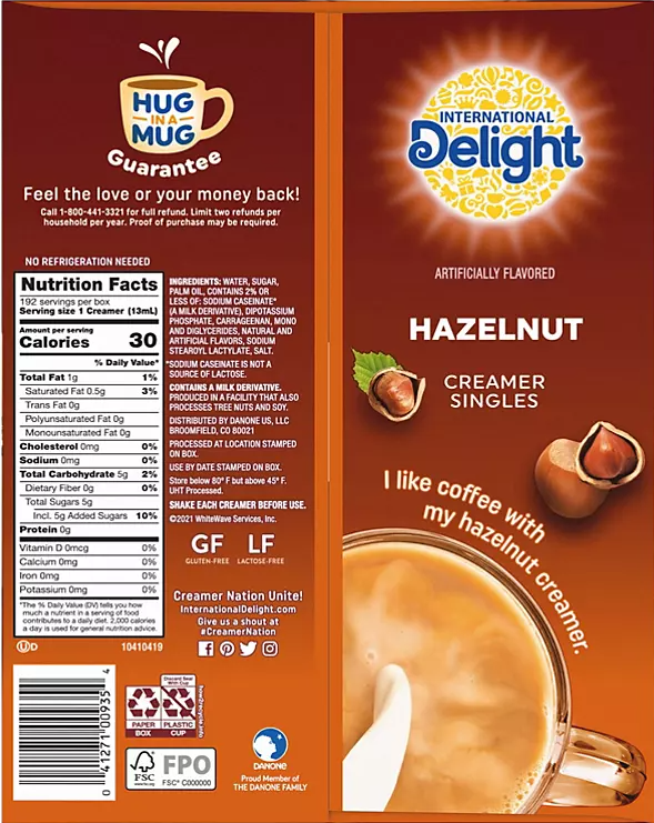 International Delight Hazelnut Coffee Creamer Singles (192 ct.) - Eshop House LLC