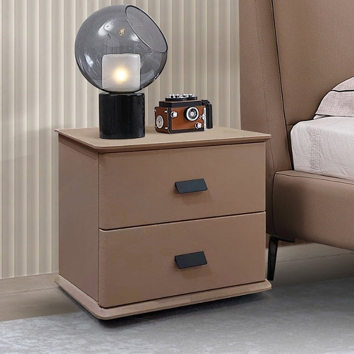 Lefevre Premium PU Leather Bedside Table with Drawers