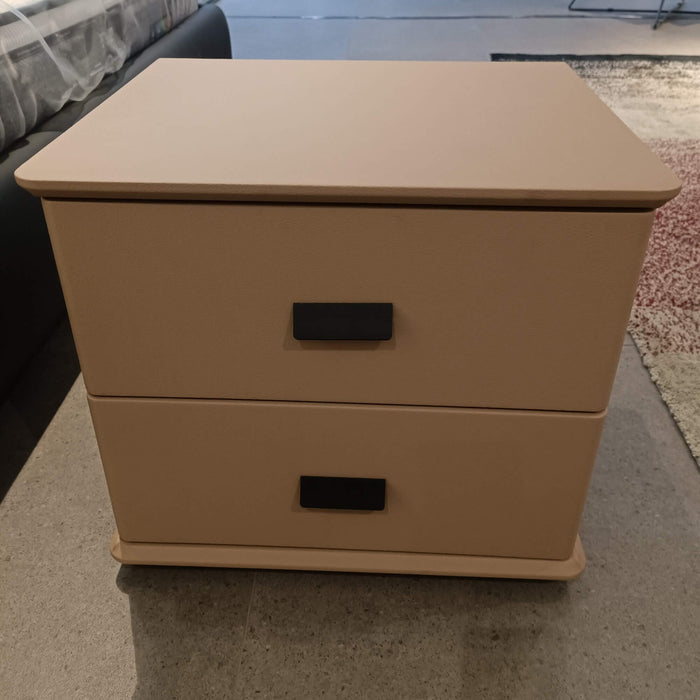 Lefevre Premium PU Leather Bedside Table with Drawers