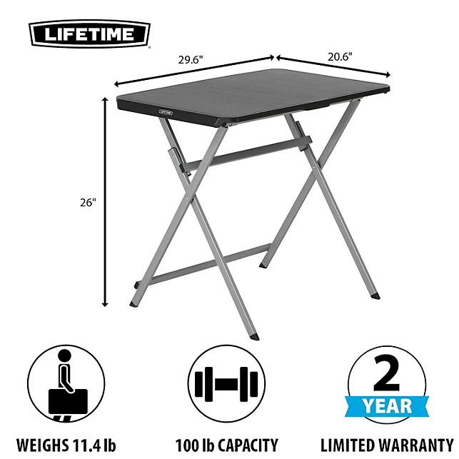 Lifetime 30" Light Commercial Personal Table, Black