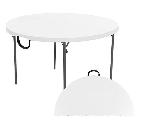Lifetime 48" Fold-in-Half Round Commercial Grade Table, White Granite