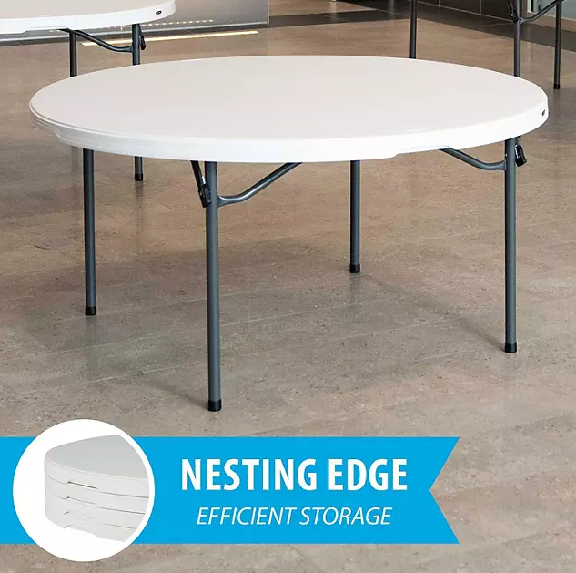 Lifetime 60" Round Commercial Grade Nesting Folding Table (Assorted Colors)