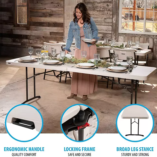 Lifetime 8' Fold-in-Half Commercial Grade Table, Almond