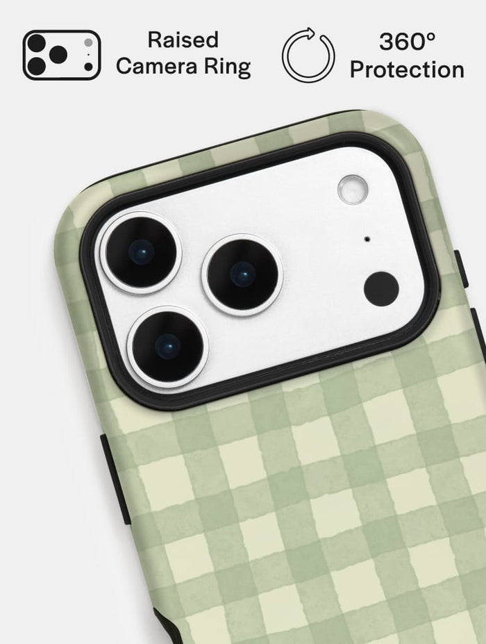 Light Green Gingham Ultra Protective iPhone Case Phone Cases Skinnydip London