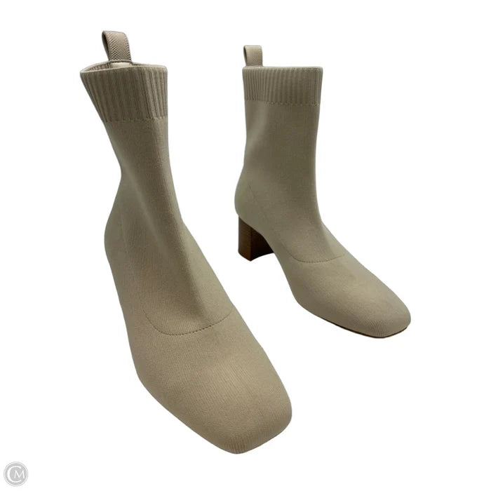 Like New! Boots Ankle Heels By Quince In Beige, Size: 9