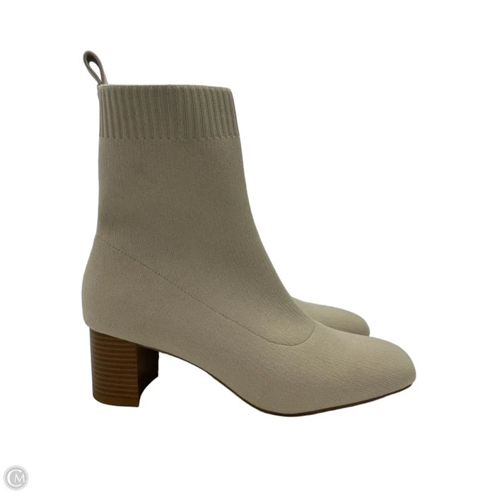 Like New! Boots Ankle Heels By Quince In Beige, Size: 9