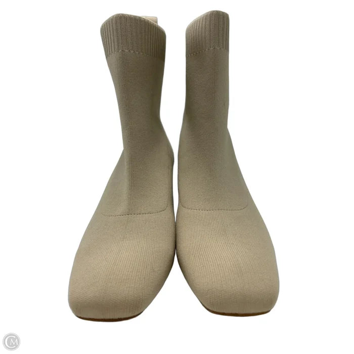 Like New! Boots Ankle Heels By Quince In Beige, Size: 9