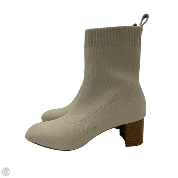 Like New! Boots Ankle Heels By Quince In Beige, Size: 9