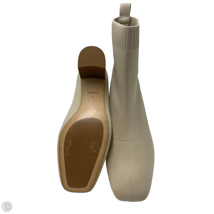Like New! Boots Ankle Heels By Quince In Beige, Size: 9