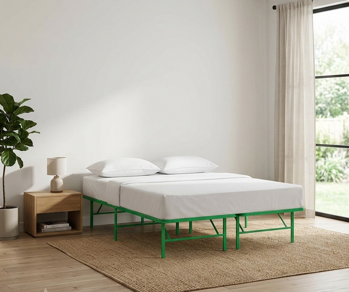 Maja Stainless Steel Full Platform Bed Frame - Green Denmark Home