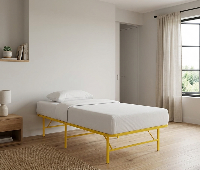 Maja Stainless Steel Twin Platform Bed Frame - Yellow Denmark Home