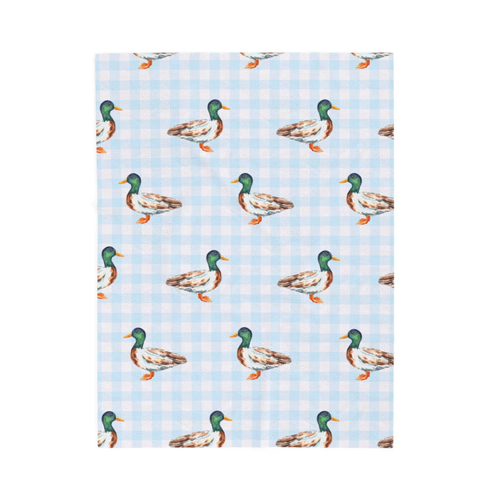 Mallard Duck Blue Gingham Blanket