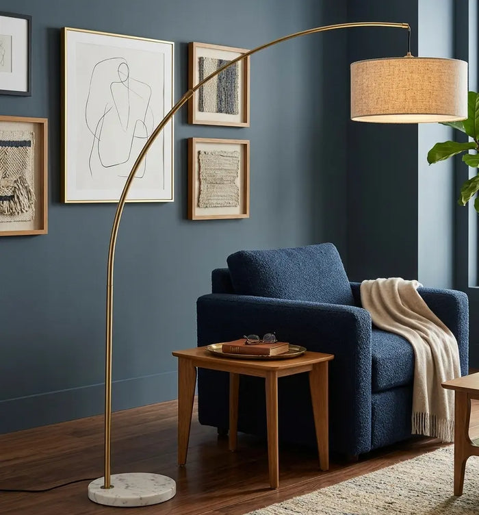 Marcell Arch Floor Lamp - Antique Gold with Marble Base Denmark Home