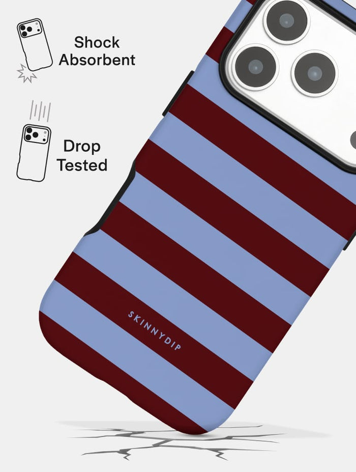Maroon and Blue Stripes Ultra Protective iPhone Case Phone Cases Skinnydip London