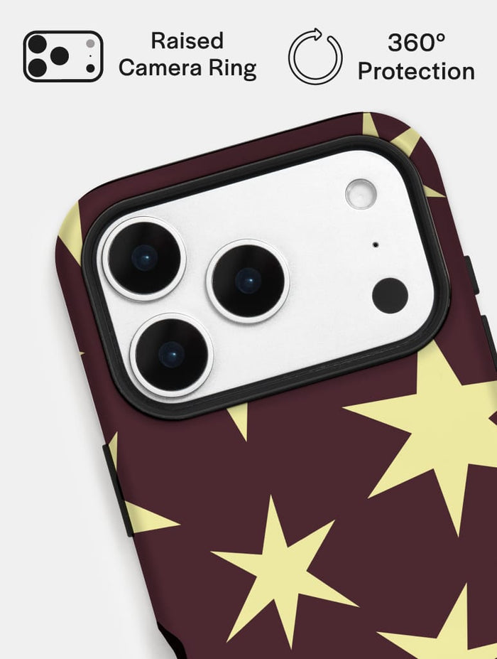 Maroon and Yellow Ditsy Star Ultra Protective iPhone Case Phone Cases Skinnydip London