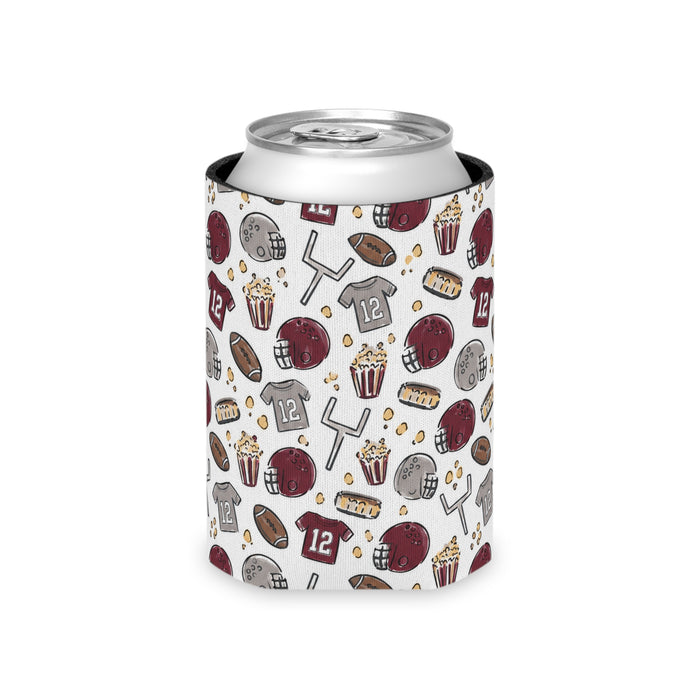 maroon football koozie