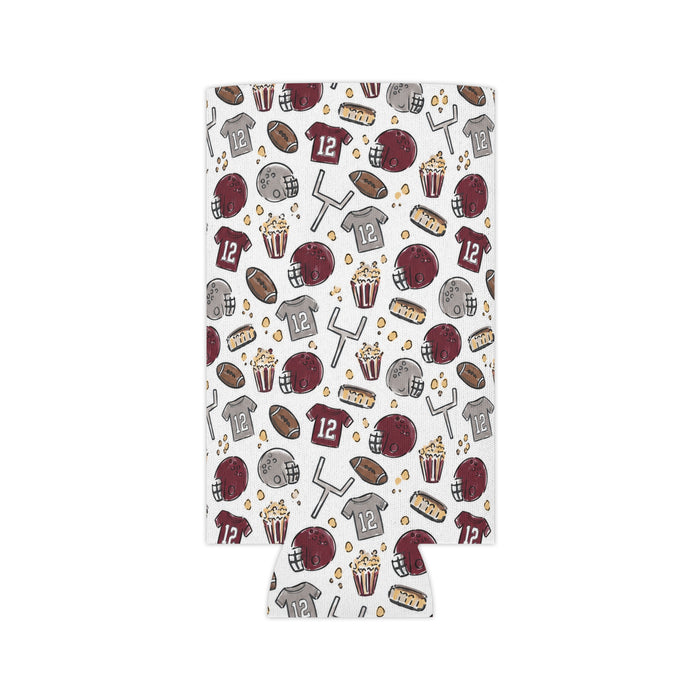 maroon football koozie