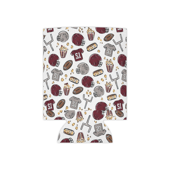 maroon football koozie