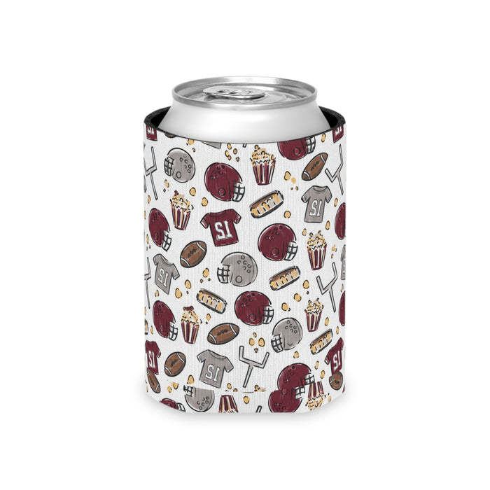 maroon football koozie