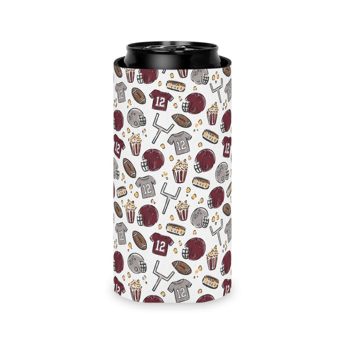maroon football koozie