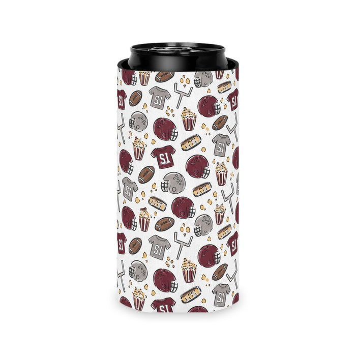 maroon football koozie