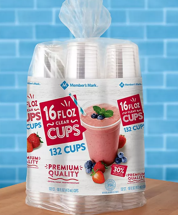 Member's Mark Clear Plastic Cups, 16 oz. (132 ct.) - Eshop House LLC