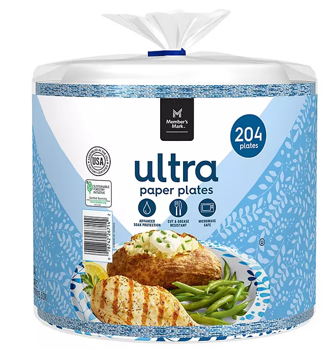 Member's Mark Ultra Dinner Paper Plates (10", 204 ct.) - Eshop House LLC