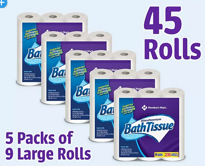 Member's Mark Ultra Premium Soft & Strong 2-Ply Toilet Paper (235 sheets/roll, 45 rolls)