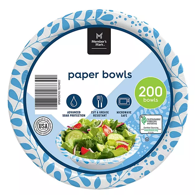 Member's Mark Ultra Snack/Dip Paper Bowls (12 oz., 200 ct.) - Eshop House LLC