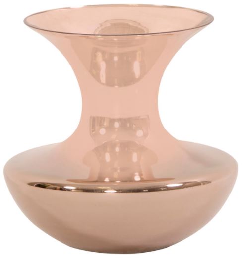 Metallic Rose Gold Glass Flared Vase Small - Howard Elliott