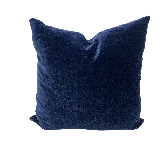 square blue mohair pillow