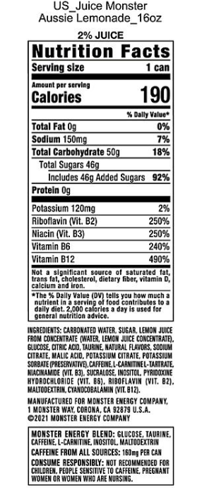Monster Energy Juice Aussie Lemonade (16 fl. oz., 24 pk.)