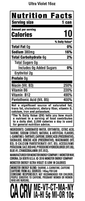 Monster Energy Ultra Violet Sugar Free Energy Drink (16 fl. oz., 24 pk.)