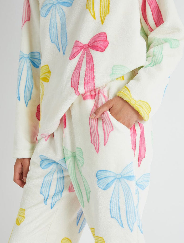 Multicolour Bow Twosie Fleece Pyjama Set Lingerie & Nightwear Skinnydip London