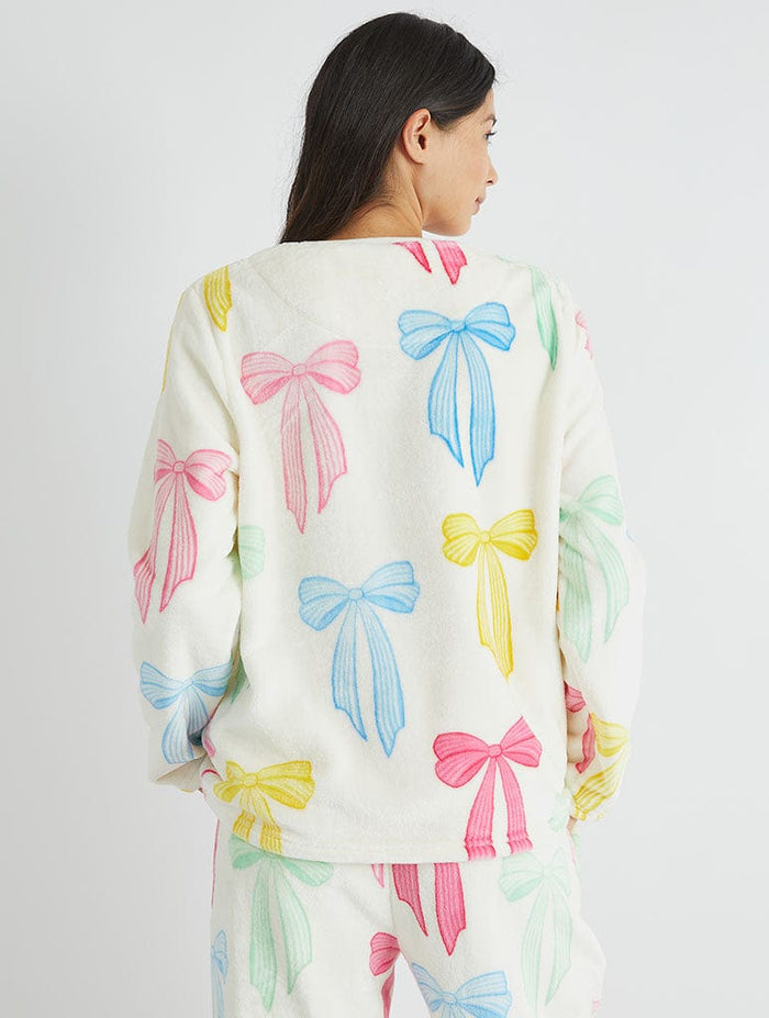 Multicolour Bow Twosie Fleece Pyjama Set Lingerie & Nightwear Skinnydip London