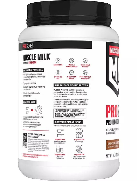 Muscle Milk Pro Series Protein Powder Supplement, Knockout Chocolate (40.7 oz.)