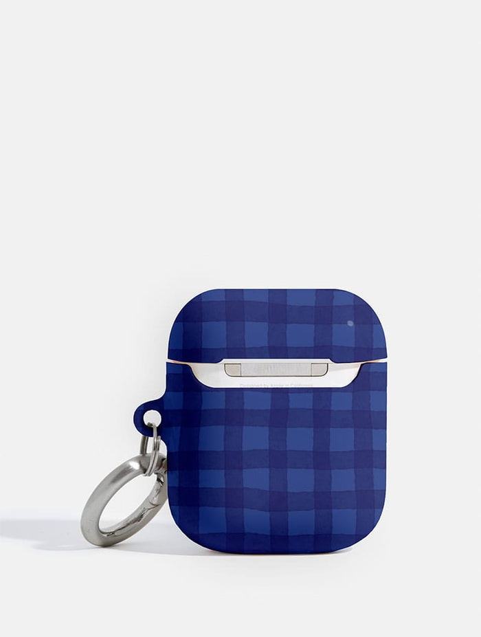 Navy Blue Gingham AirPods Case AirPods Cases Skinnydip London